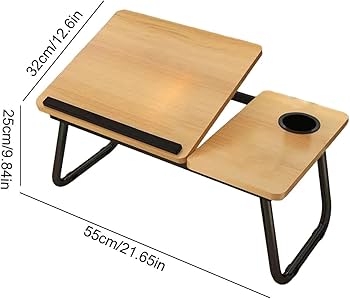 🎯Wooden profile 5 levels Adjustable angle foldable study table or laptop table with cup slot now available