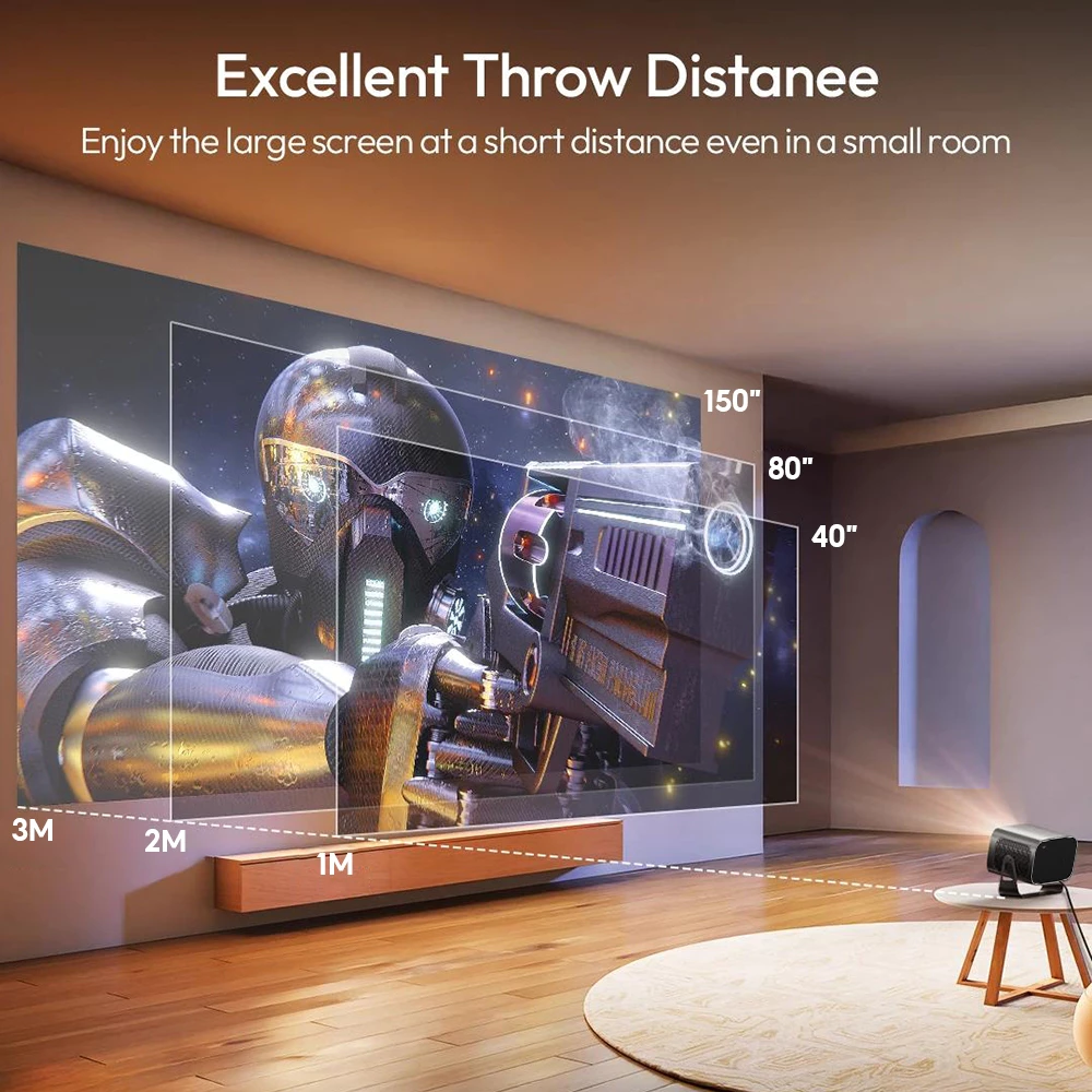 A10 Android Projector 4K Support – Smart Home Theater Projector with Auto Focus & Auto Keystone