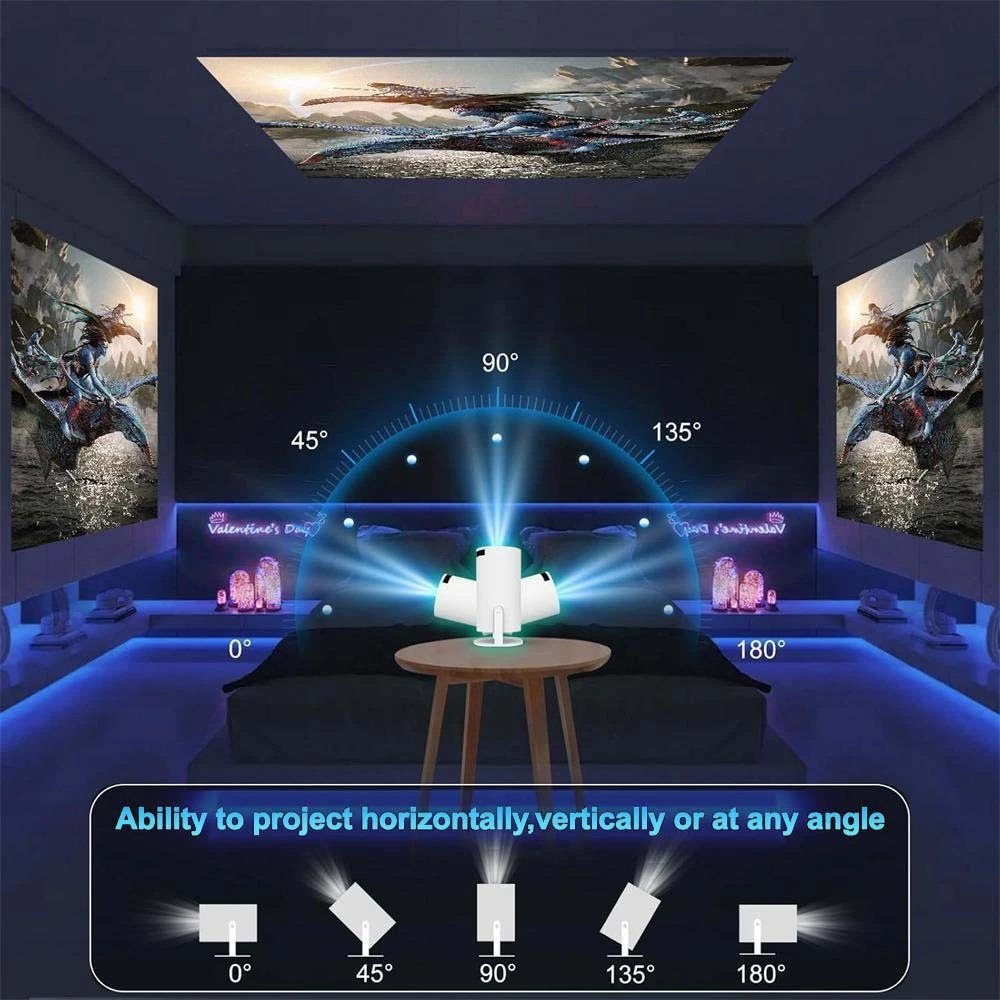 HY300 Mini Projector Portable Home Projector Phone Projector Game Projector 10000 Built-in Games Supports Smartphone Screen Sync