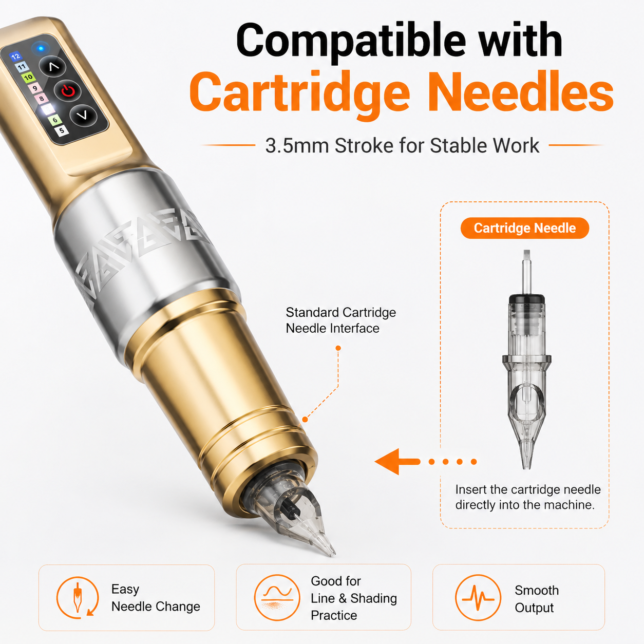 Wireless Tattoo Pen Machine 1400mAh Rechargeable Tattoo Machine 5-12V Adjustable Speed Type-C Charging Tattoo Pen for Beginners and Artists