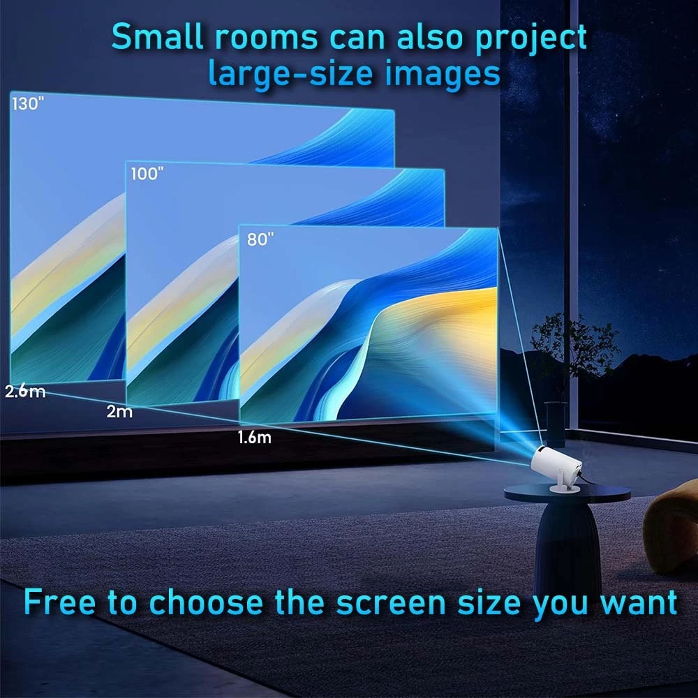 HY300 Mini Projector Portable Home Projector Phone Projector Game Projector 10000 Built-in Games Supports Smartphone Screen Sync