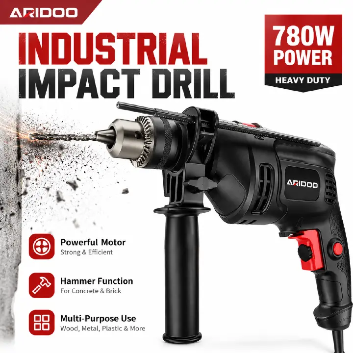 780W Electric Impact Drill Set – Corded Drill Machine with Drill Bits for Wall, Wood & Metal, drilling machine set ,drillling tool drill bit set drill