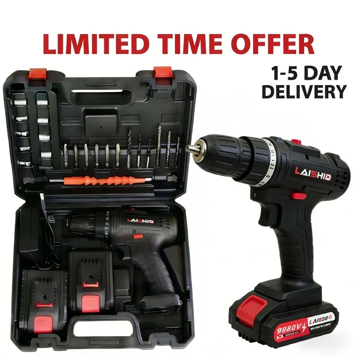 【Limited-time discount today】LAISHID brand 21V Cordless drilling machine set (includes 23 kits and a toolbox )drilling machine,drilling machine set ,drillling tool drill machine drill bit set drill