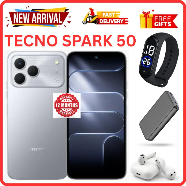 NEW ARRIVALS!!!! BRAND NEW TECNO SPARK 50 4G SMARTPHONE 128GB ROM+ 4GB RAM 6.78" INCH SCREEN 120Hz REFRESH RATE 6700mAh Battery 18W FAST CHARGING, 50MP CAMERA