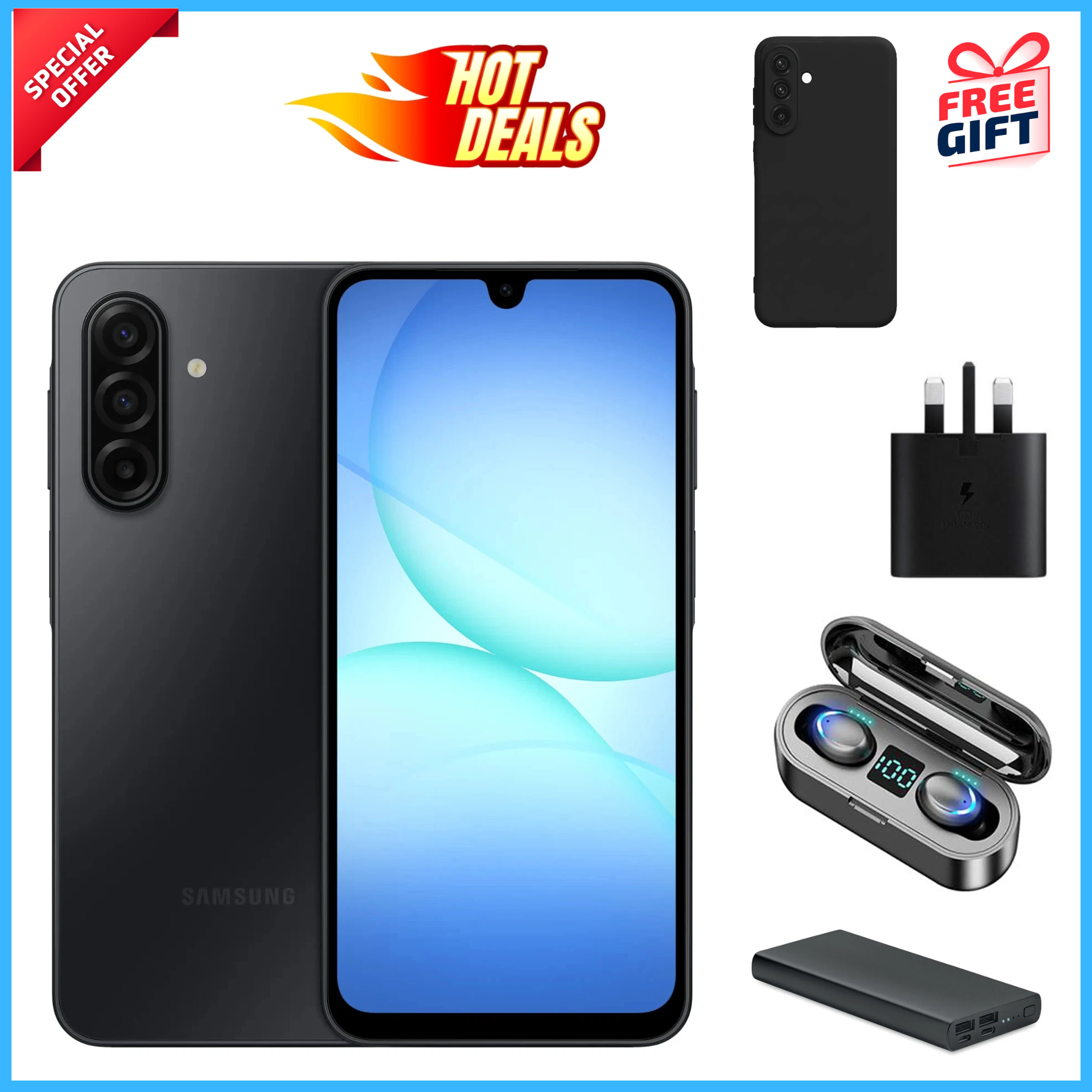 LIMITED OFFER!! Samsung Galaxy A17 128GB/256GB+4GB/6GB/8GB 6.7" Super AMOLED Display 50MP Triple Camera Android 15 5000mAh Samsung A17, A17 Samsung Smart Phones[PHONE+DISPLAYED GIFTS]