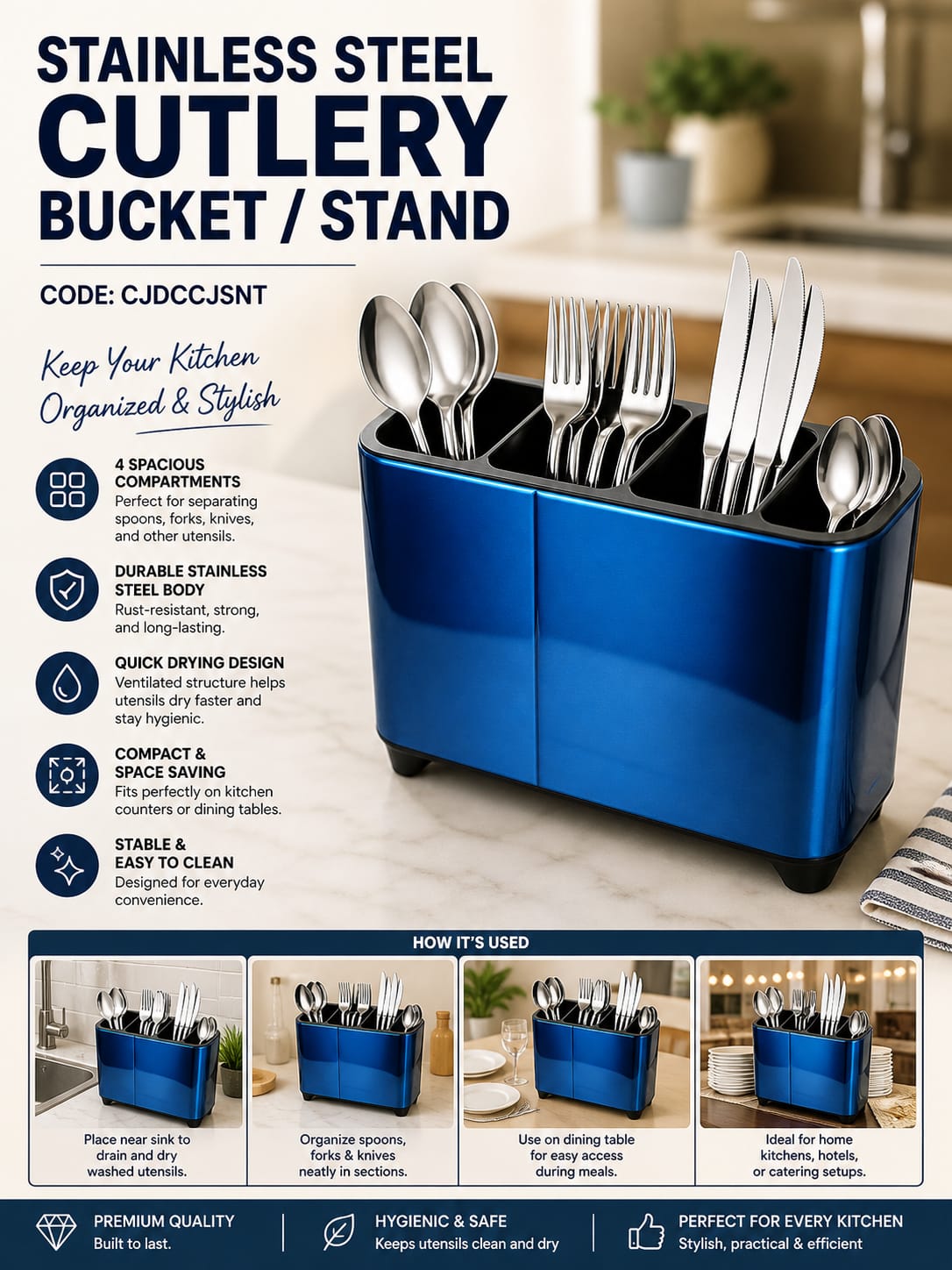 ✨🆕 NEW ARRIVAL! 🆕✨🧺 Steel Cutlery Holder (Rectangular)Keep your kitchen neat, organized, and stylish with this modern cutlery holder — perfect for everyday convenience!