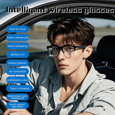 SMART BLUTOOTH  Wireless Headset LED Indicator Mic Noise Reduction Sunglasses for Driving Cycling Sports Speaker-Smart Glasses