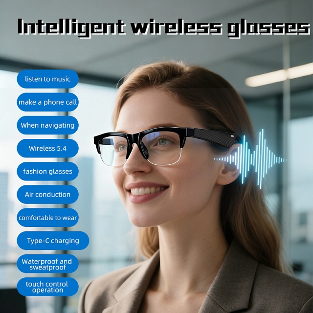 SMART BLUTOOTH  Wireless Headset LED Indicator Mic Noise Reduction Sunglasses for Driving Cycling Sports Speaker-Smart Glasses