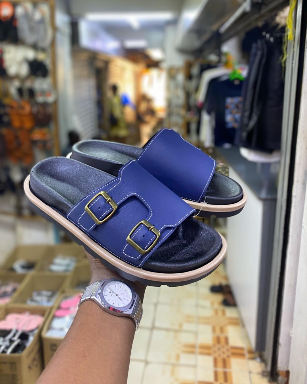 Luxury Double Buckle Slide Sandals for Men & Women | Adjustable Slip-On Casual Comfort Slides | Soft Footbed Outdoor Sandals Fashion Adjustable Buckle Sandals | Soft Sole Everyday Slides.
