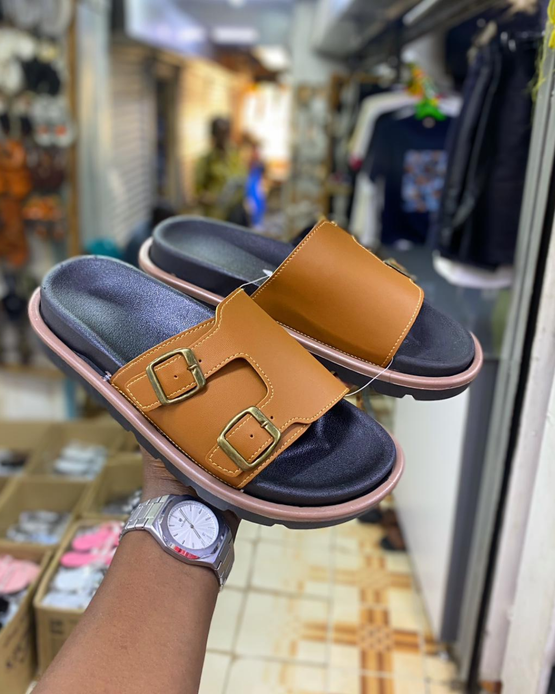 Luxury Double Buckle Slide Sandals for Men & Women | Adjustable Slip-On Casual Comfort Slides | Soft Footbed Outdoor Sandals Fashion Adjustable Buckle Sandals | Soft Sole Everyday Slides.