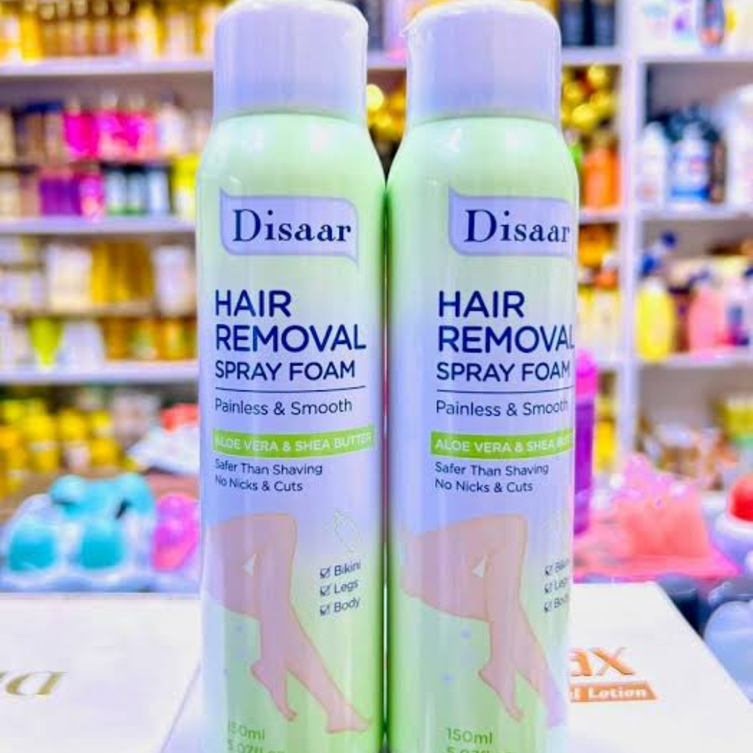 Disaar Hair Removal Spray Foam 150ml Painless & Smooth Body Hair Remover for Women and Men, Quick Easy Hair Removal for Bikini Area, Legs and Body, Lemon Argan Oil, Rose Jojoba Seed Oil & Aloe Vera Sh