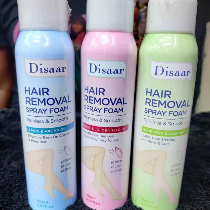 Disaar Hair Removal Spray Foam 150ml Painless & Smooth Body Hair Remover for Women and Men, Quick Easy Hair Removal for Bikini Area, Legs and Body, Lemon Argan Oil, Rose Jojoba Seed Oil & Aloe Vera Sh