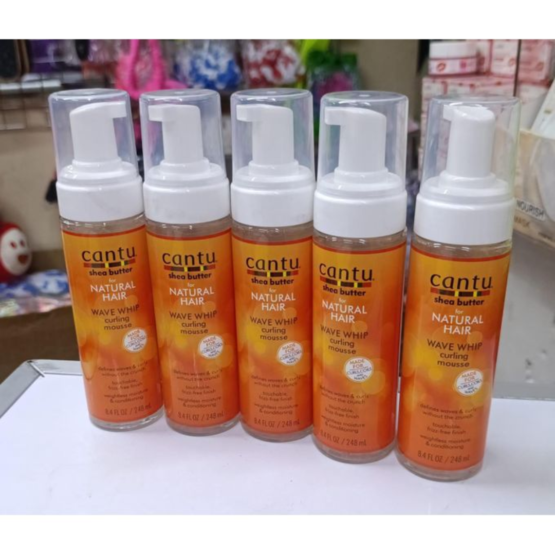 Cantu Shea Butter Wave Whip Curling Mousse 248ml | Natural Hair Curl Defining Foam | Lightweight Moisturizing Styling Mousse | Frizz-Free Finish for Curls, Coils & Waves Curling Mousse