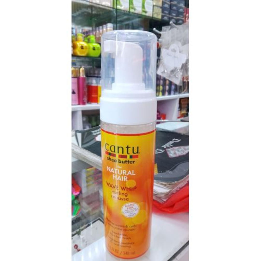 Cantu Shea Butter Wave Whip Curling Mousse 248ml | Natural Hair Curl Defining Foam | Lightweight Moisturizing Styling Mousse | Frizz-Free Finish for Curls, Coils & Waves Curling Mousse
