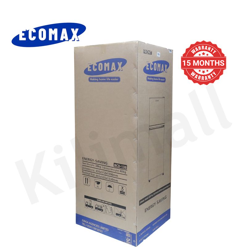 ECOMAX 138L Double Doors Fridge and Freezer with Glass Shelf  Energy Saving Compact Household Fridge BCD-138 Household Applicances Refrigerator