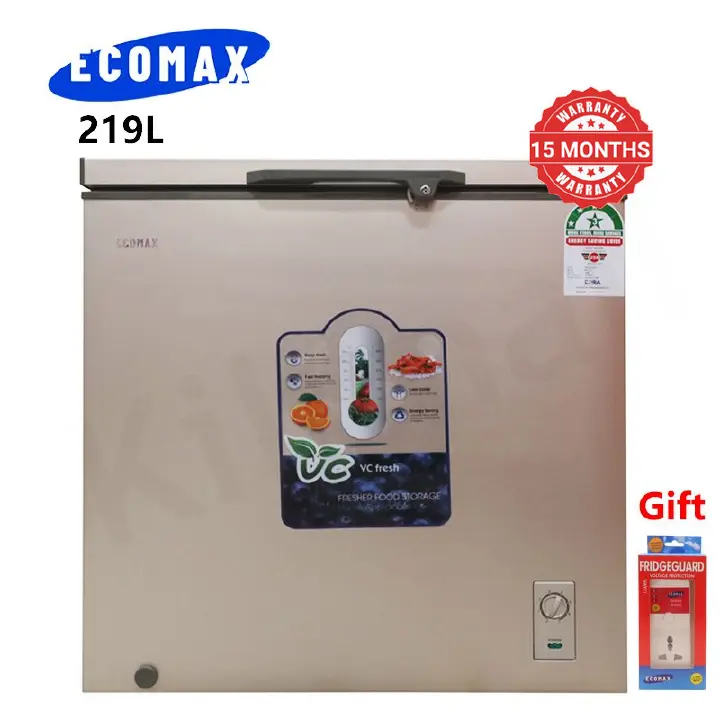 ECOMAX 219L 219L Large Capacity Chest Deep Freezer Secure Lock With Keys Removable Storage Basket Low Power Energy Saving Ideal for Home Kitchen Small Business Commercial Use