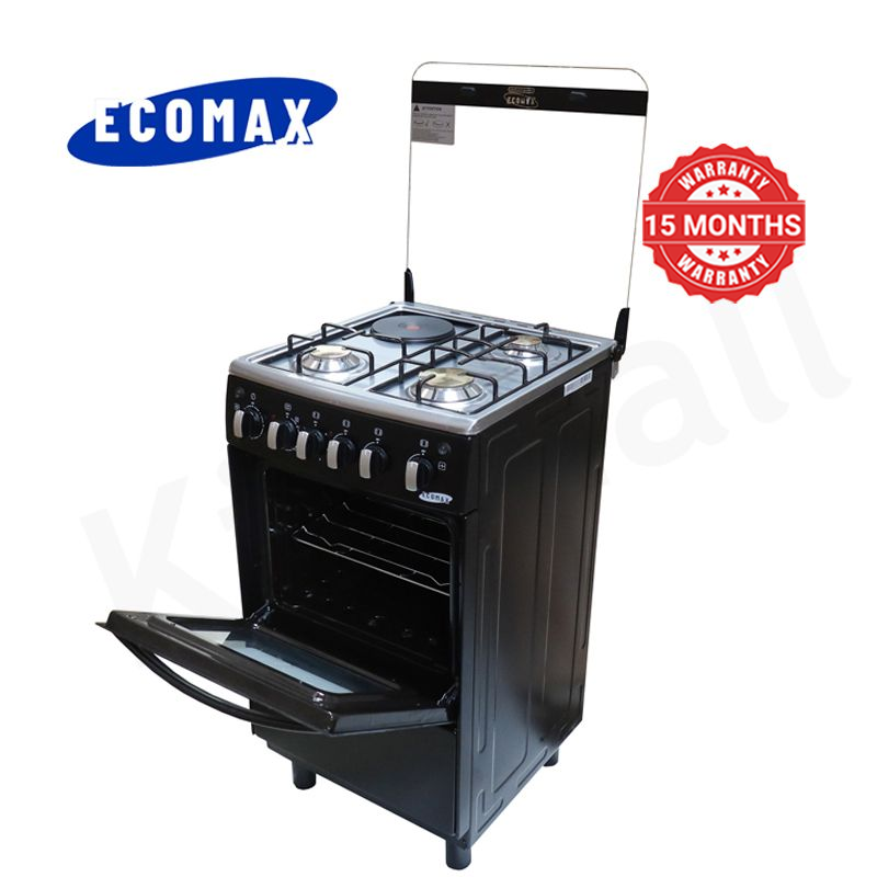 ECOMAX 3 Gas + 1 Electric 4 Burners Free Standing Gas Cooker Cooking Range with 55L Oven Automatic lgnition LX-680-3G1E