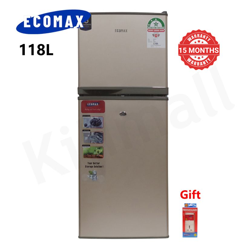 ECOMAX BCD-118 118L Double Door Fridge Freezer, With Lock And Keys, Energy Saving Household Refrigerator for Home Kitchen