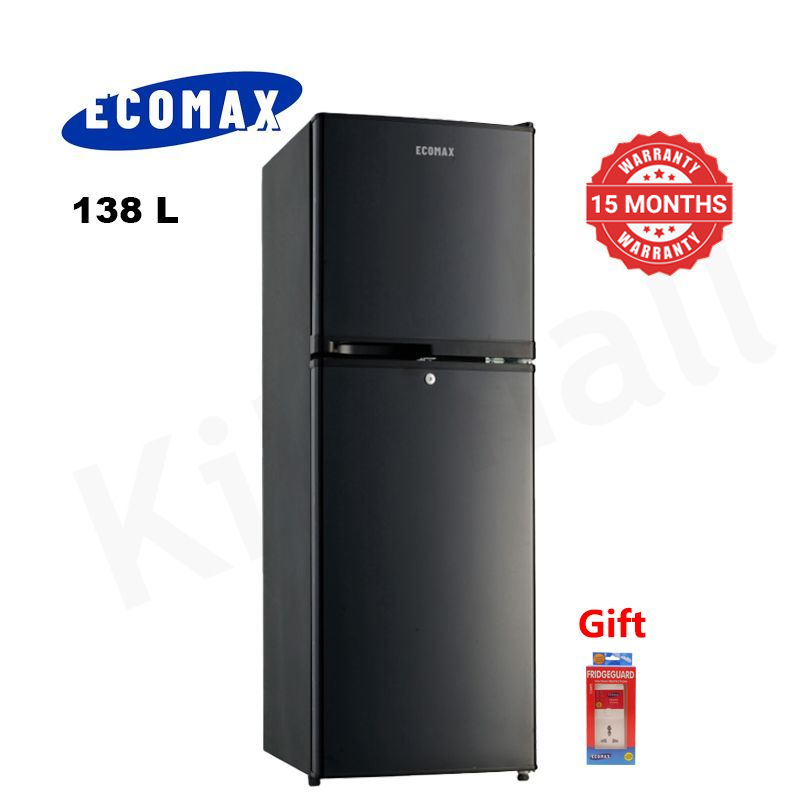 ECOMAX 138L Double Doors Fridge and Freezer with Glass Shelf  Energy Saving Compact Household Fridge BCD-138 Household Applicances Refrigerator