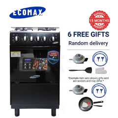 ECOMAX 3 Gas + 1 Electric 4 Burners Free Standing Gas Cooker Cooking Range with 55L Oven Automatic lgnition LX-680-3G1E
