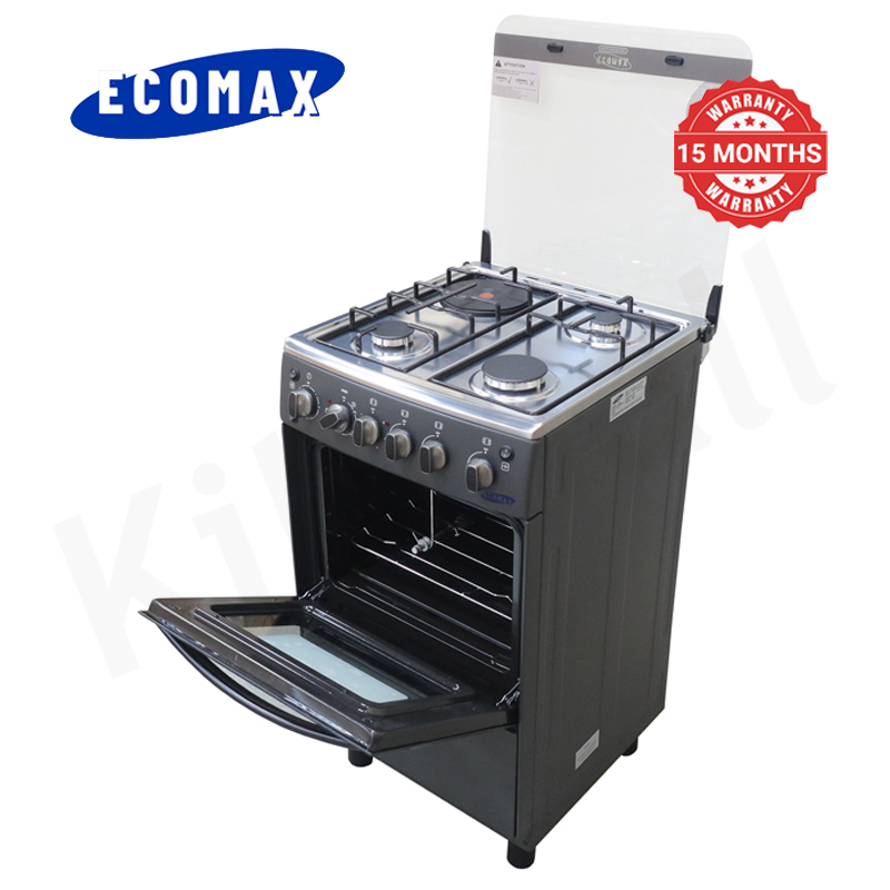 ECOMAX 3 Gas + 1 Electric 4 Burners Free Standing Gas Cooker Cooking Range with 55L Oven Automatic lgnition LX-680-3G1E