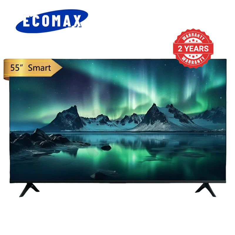 ECOMAX 55 Inch Smart TV Android 15 Frameless Television 4K High-definition Streaming with Netflix and YouTube WIFI Connect Bluetooth TV LX-55