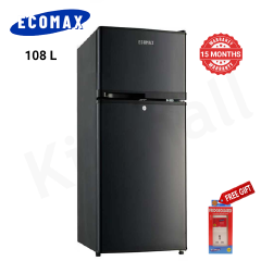 ECOMAX 108L Double Door Fridge and Freezer, Energy Saving Compact Refrigerator with Fast Cooling, KD-108 Household Appliances for Kitchen