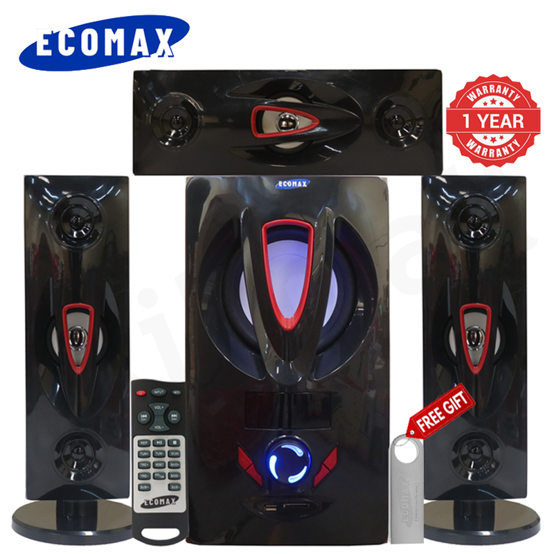 ECOMAX 3.1CH Multimedia Bluetooth Woofer LM-1107 Home Theater System Speaker Systems Subwoofer USB/SD/FM/DVD Input Home Audio System with Remote Control 3000W