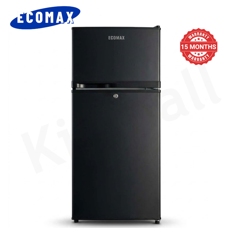 ECOMAX 108L Double Door Fridge and Freezer, Energy Saving Compact Refrigerator with Fast Cooling, KD-108 Household Appliances for Kitchen