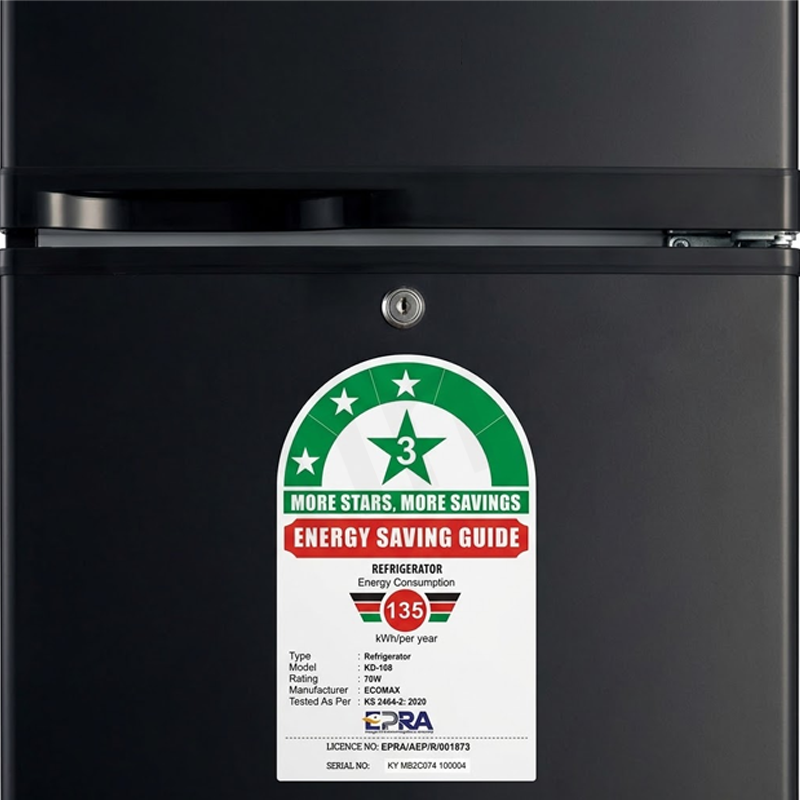 ECOMAX 108L Double Door Fridge and Freezer, Energy Saving Compact Refrigerator with Fast Cooling, KD-108 Household Appliances for Kitchen
