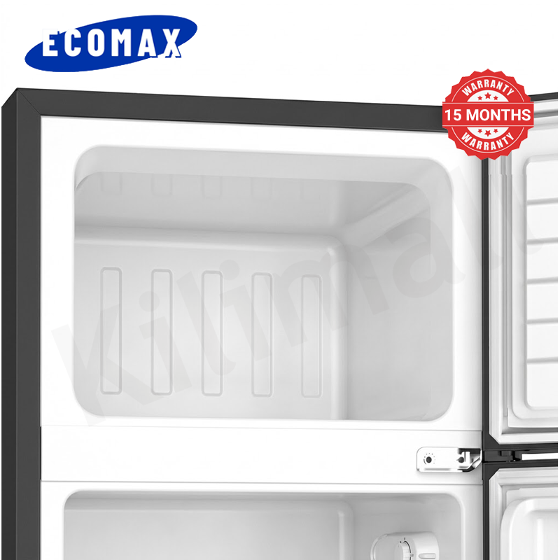 ECOMAX 108L Double Door Fridge and Freezer, Energy Saving Compact Refrigerator with Fast Cooling, KD-108 Household Appliances for Kitchen