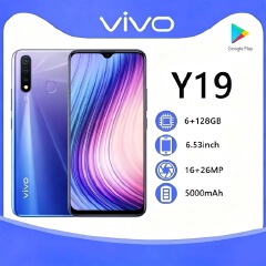 Refurbished Vivo Y19 Smart Phone 6GB RAM+128GB ROM large storage, Fingerprint/Face unlock,16MP Ultra Clear Triple Camera, 6.53 Inch HD Screen, 5000mAh Big Battery ,Camera /Live Streaming/gaming Phone.