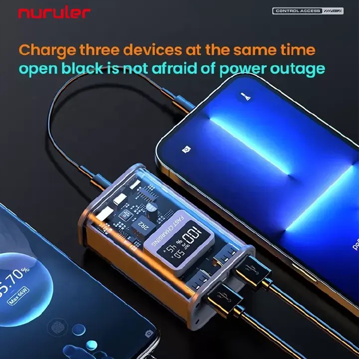 Transparent Mecha-style 10000mAh Power Bank with Genuine Capacity, 22.5W Bidirectional Fast Charging Portable Charger, Compatible with All iPhone and Android Models, Free Charging Cable Included