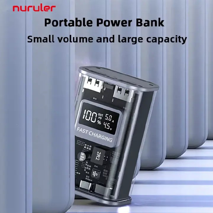 Transparent Mecha-style 10000mAh Power Bank with Genuine Capacity, 22.5W Bidirectional Fast Charging Portable Charger, Compatible with All iPhone and Android Models, Free Charging Cable Included