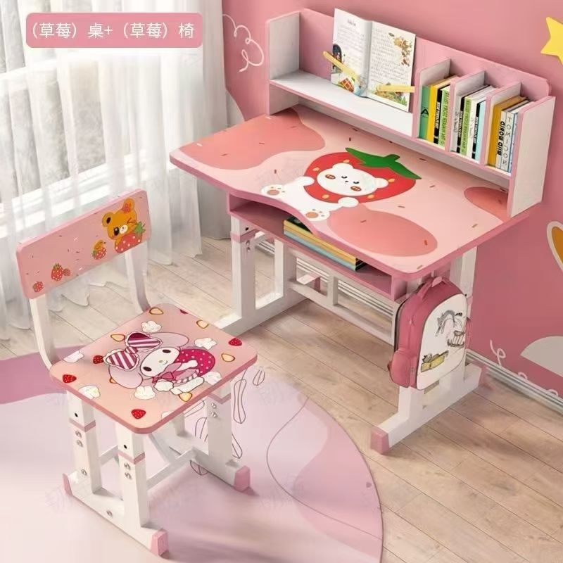 New arrivals Kids Study Desk & Chair Set – Adjustable Children Study Table with Bookshelf | Cartoon Design Learning Desk 3+ Yearspink and blue.📏 Adjustable Height.📚 Complete Set.🎨Cute Cartoon Decor