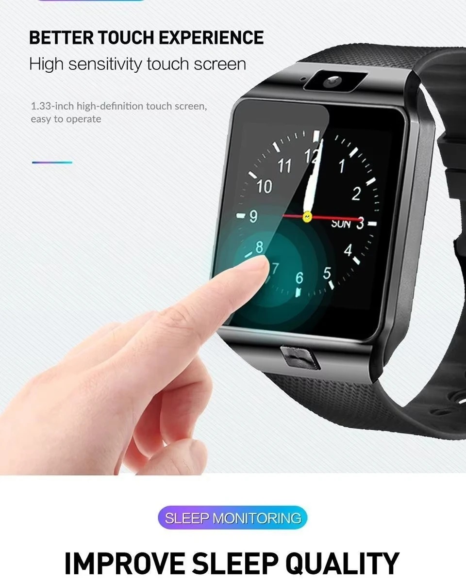 DZ09 W007 Smart Watch Bluetooth Smartwatch with Camera GSM SIM Card Call SMS Notification Fitness Tracker Music Player TF Card Support for Android and iOS