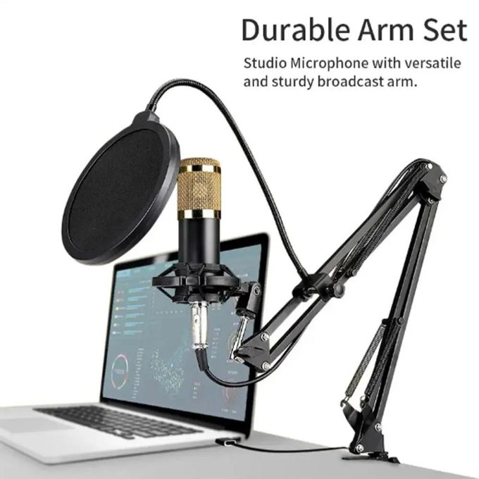 BM800 Studio Condenser Microphone V8 Sound Card Bundle Professional Recording Kit with Mic Stand for Podcast, Live Broadcast, Karaoke, Music Production and Voice Recording