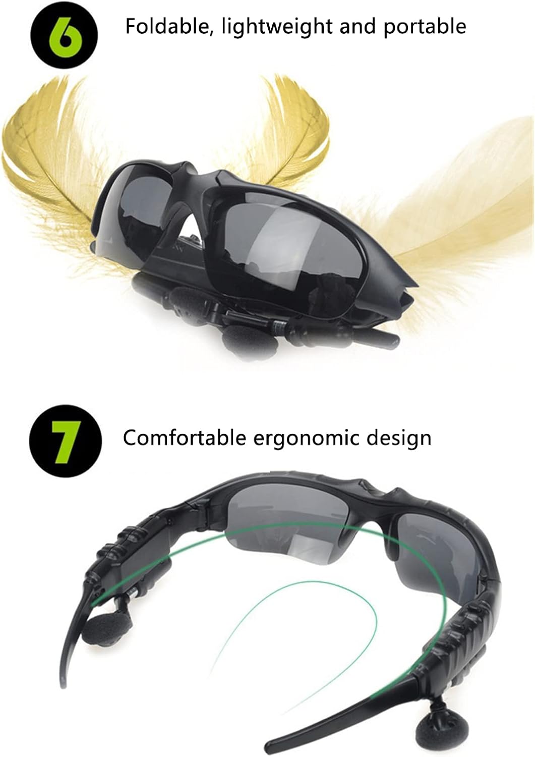 Bluetooth 5.3 Wireless Smart Sunglasses with Stereo Speakers and Microphone Polarized Audio Glasses Open Ear Headset for Running, Driving, Cycling, Hiking