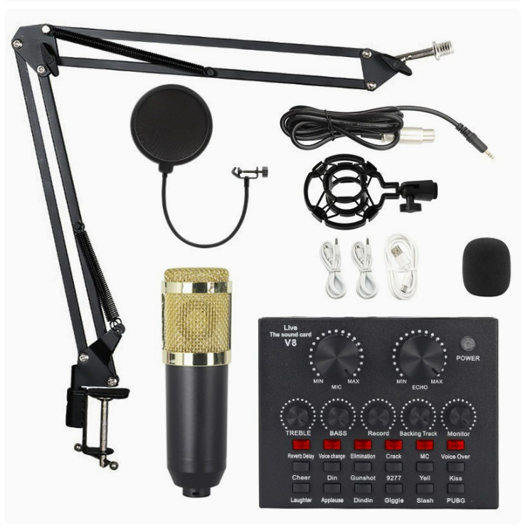 Podcast Equipment Bundle, V8 BM-800 Condenser with Voice Changer, Recording Studio Package - Podcast Microphone Bundle for Laptop, Streaming/Live Broadcast/YouTube Recording