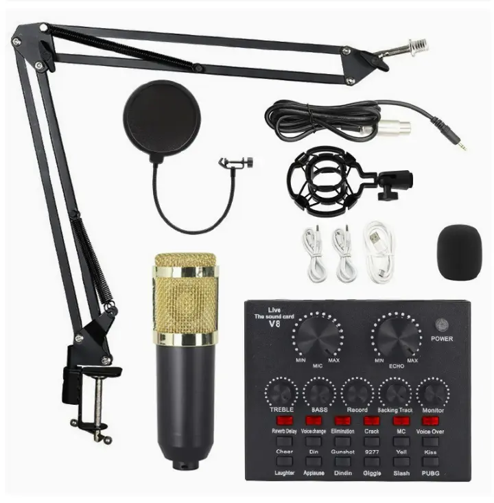 Podcast Equipment Bundle, V8 BM-800 Condenser with Voice Changer, Recording Studio Package - Podcast Microphone Bundle for Laptop, Streaming/Live Broadcast/YouTube Recording