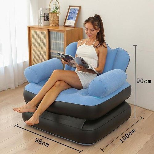 Portable Inflatable Sofa Bed Double Layer Air Couch with Armrest Electric Pump 2 in 1 Air Mattress for Home Camping Travel Guest Bed PLUS FREE GIFT