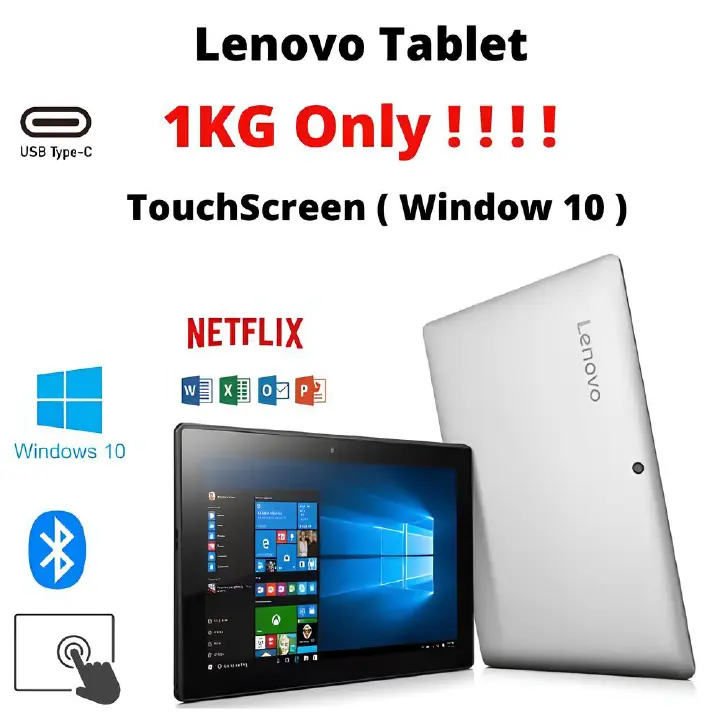 (4GB+128GB) Refurbished Lenovo Miix320-101CR IdeaPad Tablet Intel ATOM x5-Z8350 4GB Ram 128GB SSD Storage 10.1'' INCH Windows 10, Office 2016 , Windows 10, Type c port , Memory card slot