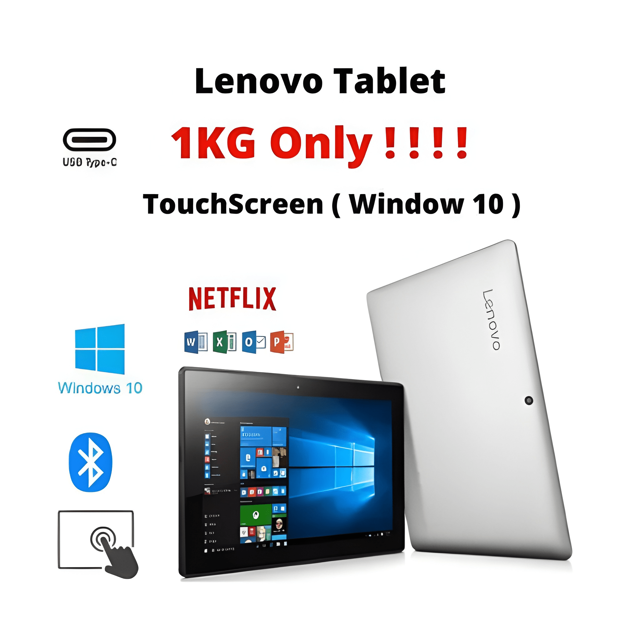 (4GB+128GB)Refurbishhed Lenovo Miix320-101CR Ideapad Tablet Intel ATOM x5-Z8350 4GB Ram 128GB SSD Storage 10.1''INCH windows 10,office 2016 , windows Tablet