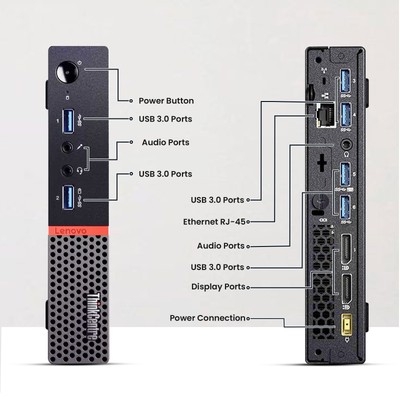 refurbished mini desktop Lenovo M715Q Micro PC DESKTOP with AMD PRO series, up to AMD Ryzen 5 PRO 2400GE, 8GB RAM, 128GB SSD, Windows 11 Pro 64-bit,office 2019.