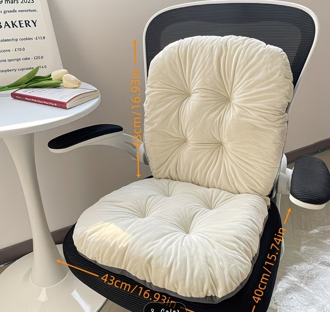 Cream Tufted Chair Cushion – Soft Padded Seat & Back Support