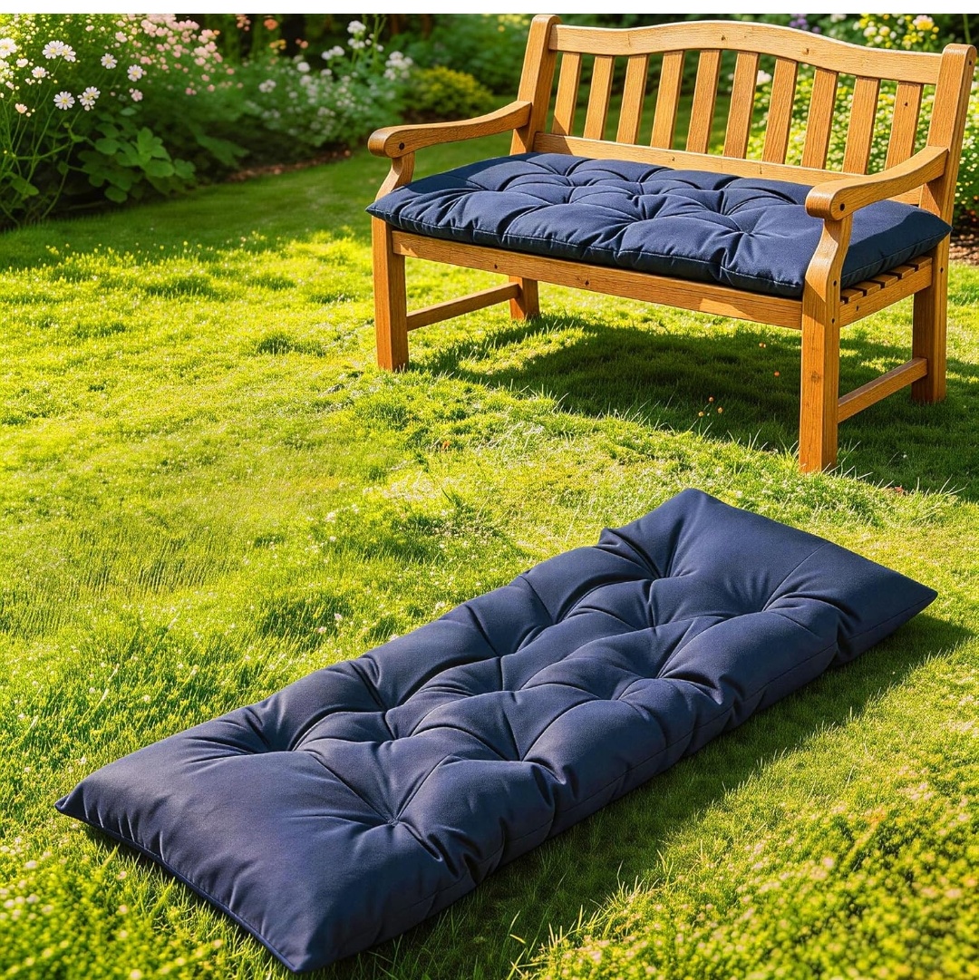 Indoor/Outdoor Bench Cushion only,NO BENCH. Swing Cushion,2/3 seat Thick Outdoor Garden Bench Seat Cushion Backrest Bench Pad (59 X 19.6 in )