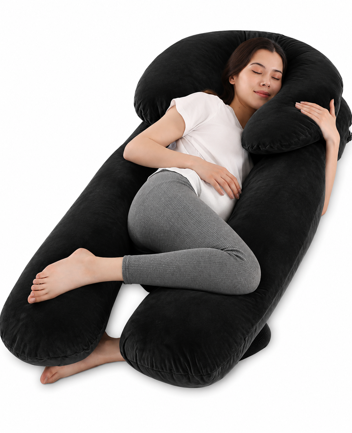 Two Piece Pregnancy Pillows for Sleeping, 59 Inch U-Shaped Full Body Pillow, Maternity Pillow with Removable Cover, Support for Back Legs Belly HIPS, Body Pillows for Adults, Pregnancy Must Haves