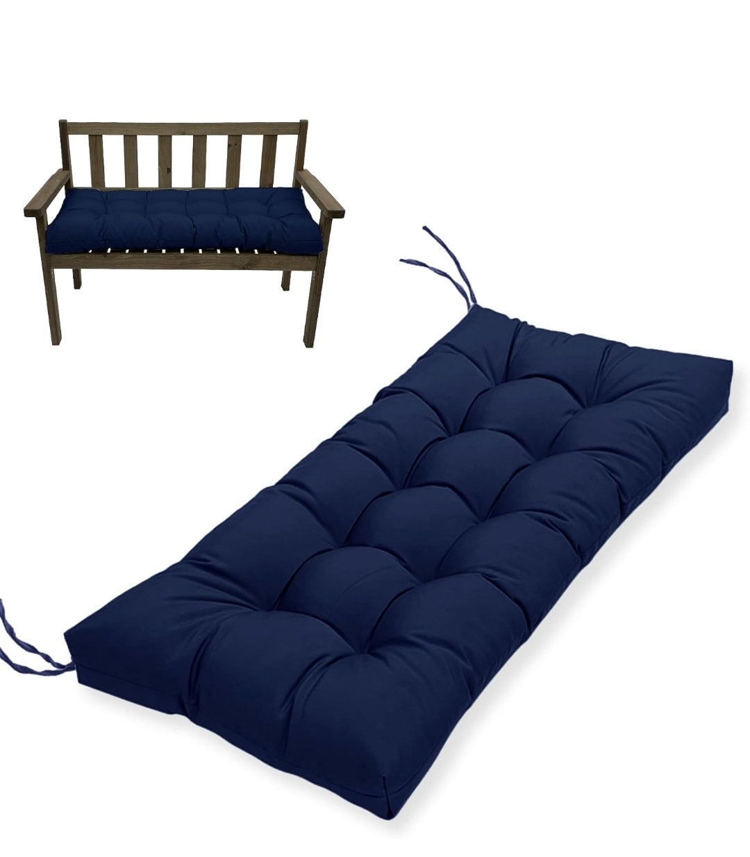 Indoor/Outdoor Bench Cushion-44X19 Inch Tufted Porch Swing Cushions with High Elasticity PP Cotton and Durable Ties, Thick Bench Seat Cushions for Patio Furnitures, Indoor Window Cushion(NO BENCH)