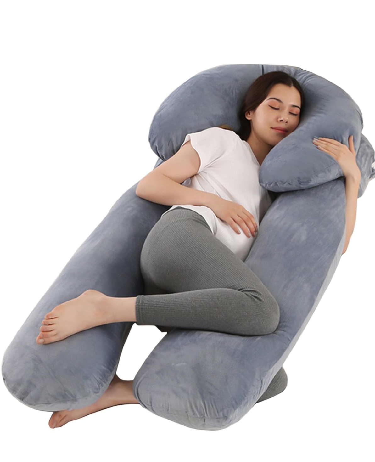 Two Piece Pregnancy Pillows for Sleeping, 59 Inch U-Shaped Full Body Pillow, Maternity Pillow with Removable Cover, Support for Back Legs Belly HIPS, Body Pillows for Adults, Pregnancy Must Haves
