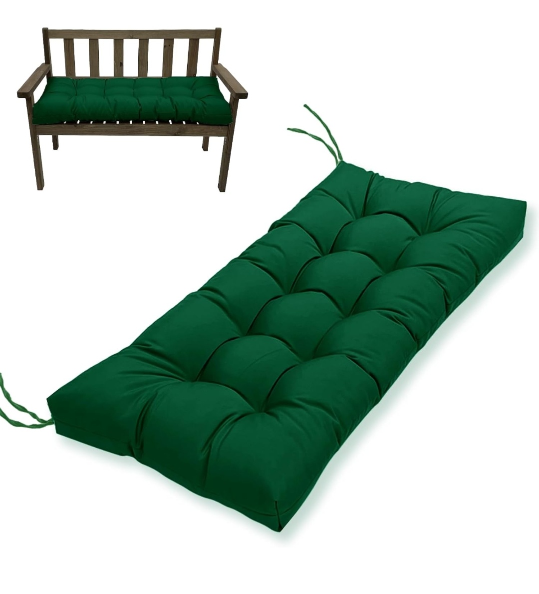 Indoor/Outdoor Bench Cushion-44X19 Inch Tufted Porch Swing Cushions with High Elasticity PP Cotton and Durable Ties, Thick Bench Seat Cushions for Patio Furnitures, Indoor Window Cushion(NO BENCH)